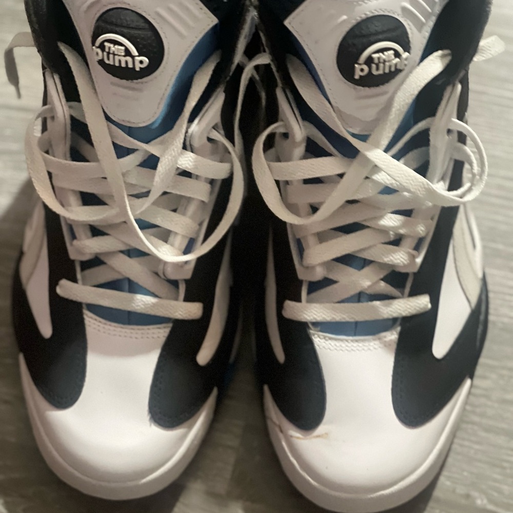 Reebok The Pump Black and White Sneakers with Blue Accents